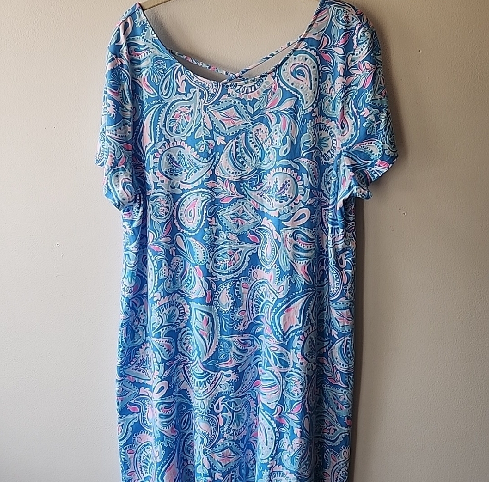 LILLY PULITZER Kimi Knit Dress Zanzibar Blue FISH KISS, Size XXL - Picture 4 of 10